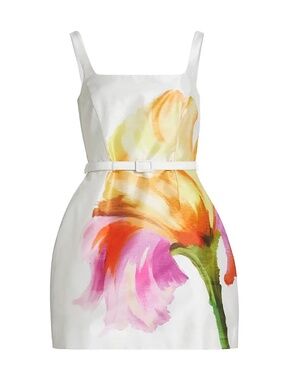 NEW Nicholas Elissa Sleeveless Hourglass Mini Dress ISLA ivory Floral Women's 10
